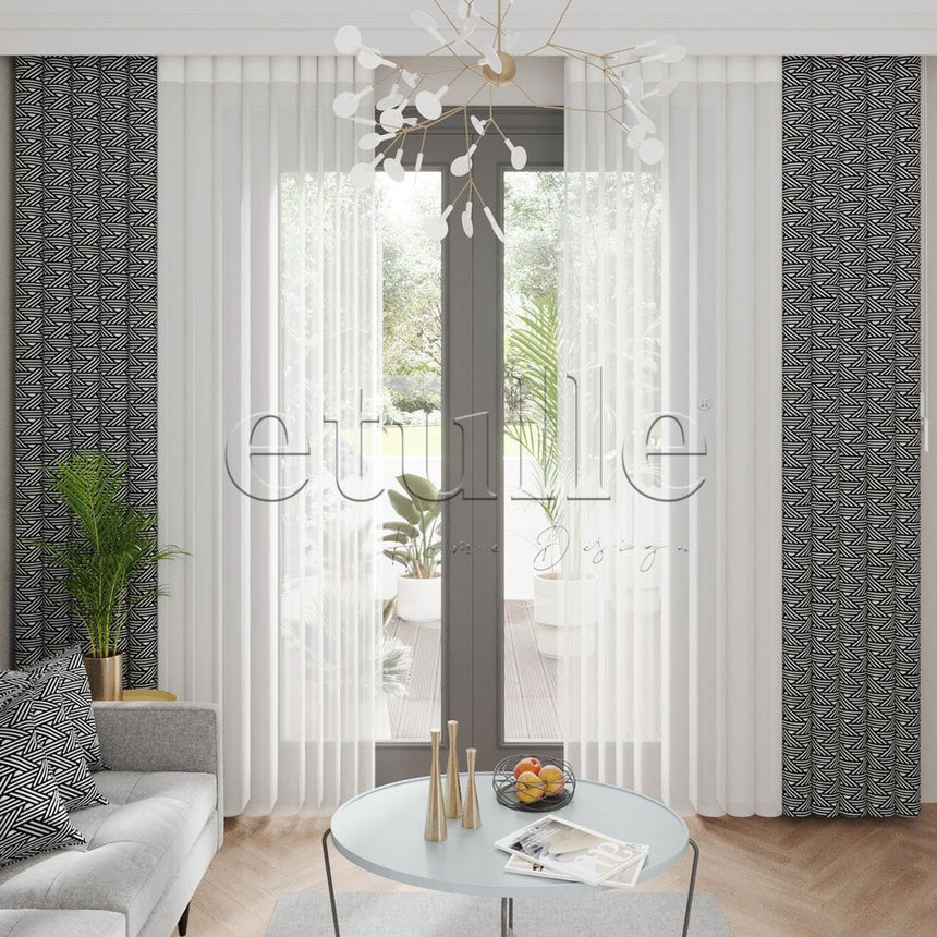 Clayon - Printed Vertical Tulle Curtain