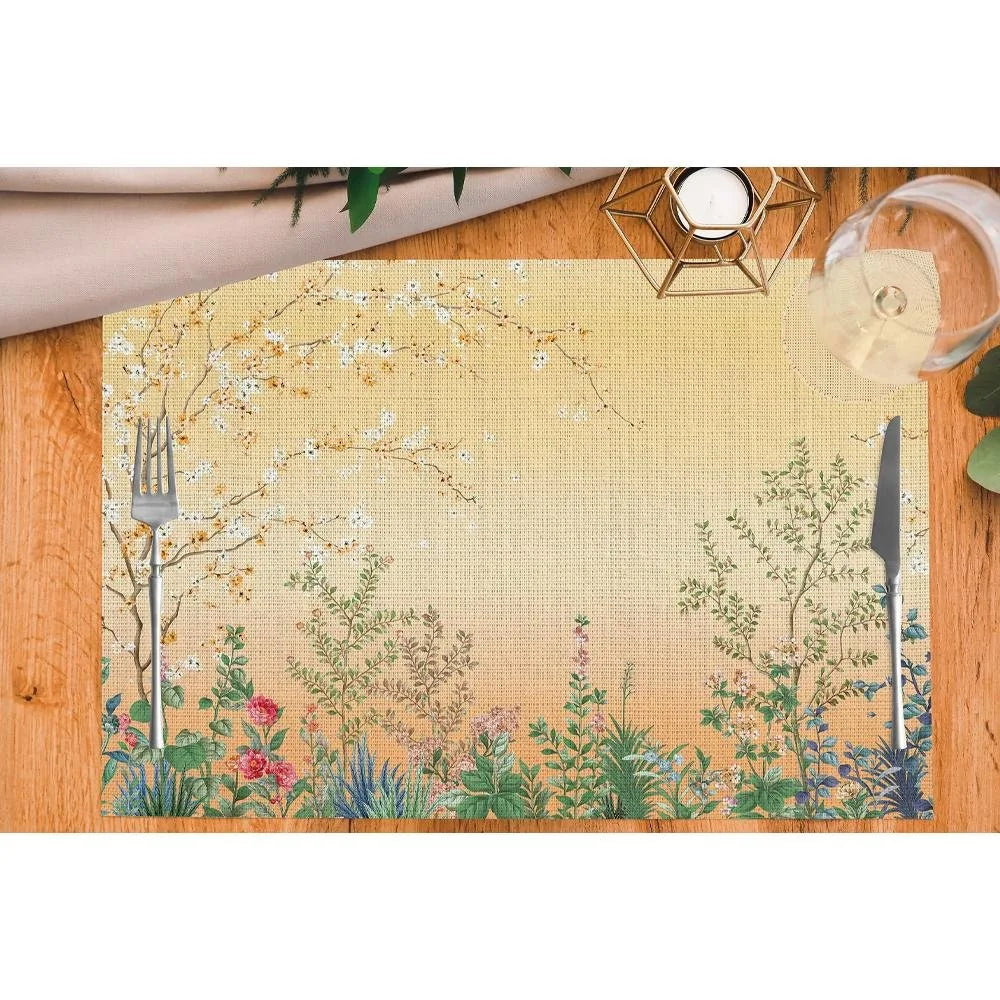 Colorful Mini Flowers Kumaş Amerikan Servis 4'lü Set 35X50CM