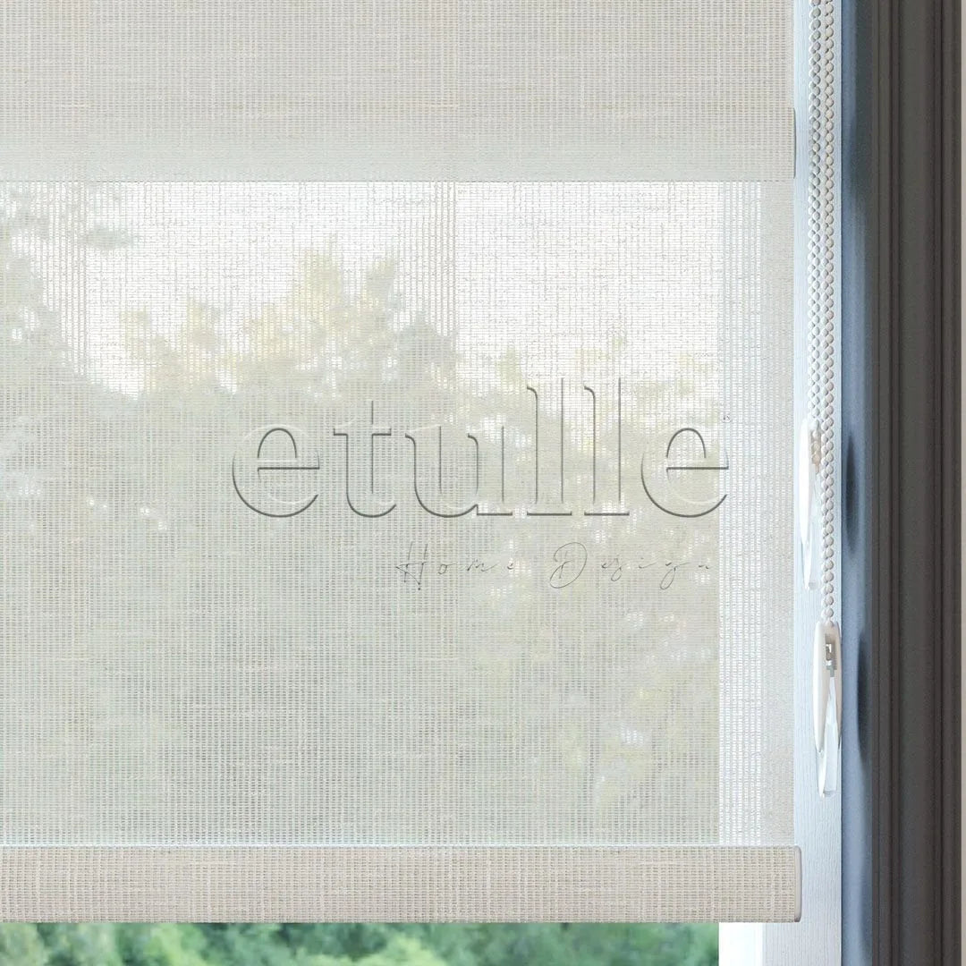 Ekru Düz Çiftli Stor Perde | Ornare