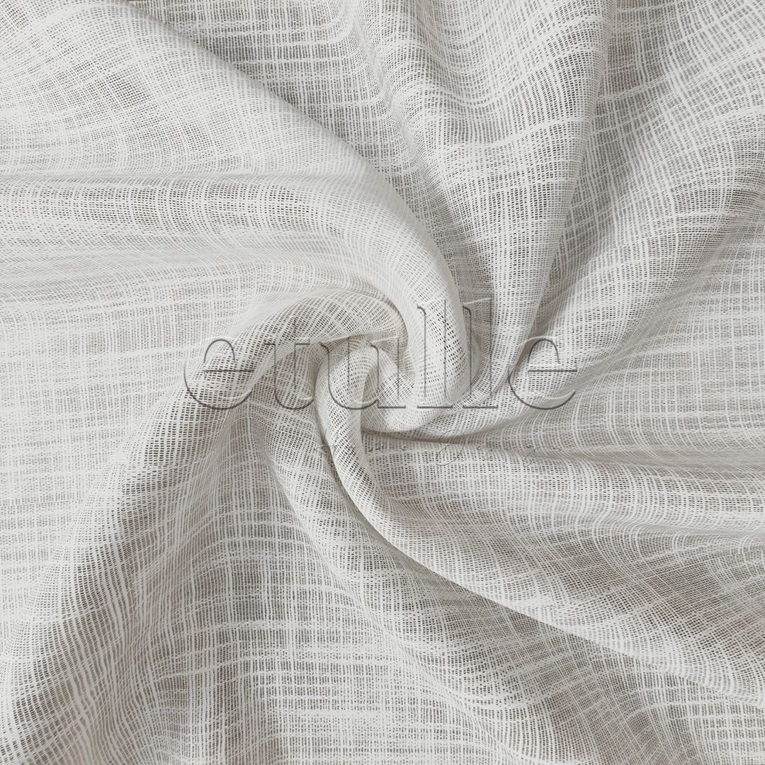 Ecru Linen Striped Effect Thick Draping Plain Tulle Curtain | Torin