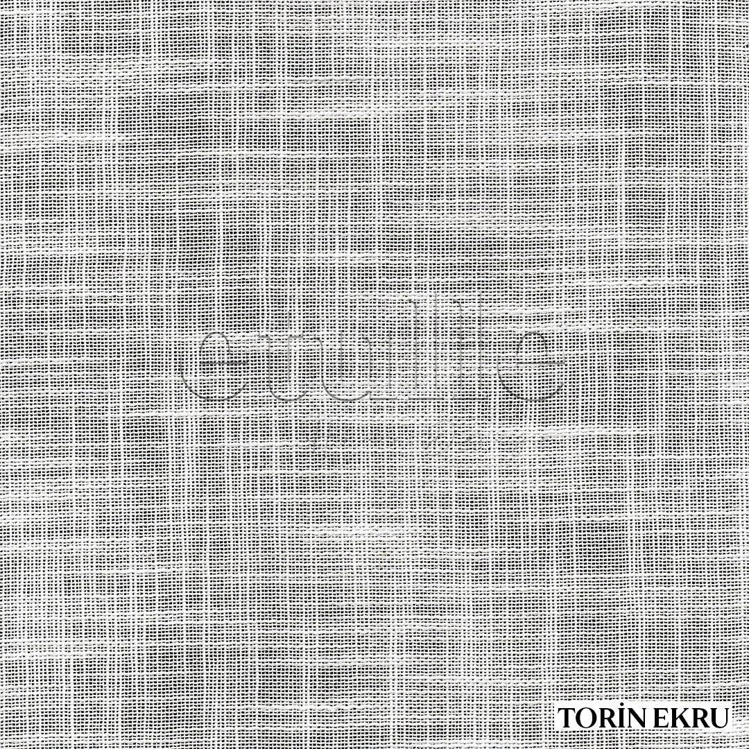 Ecru Linen Striped Effect Thick Draping Plain Tulle Curtain | Torin