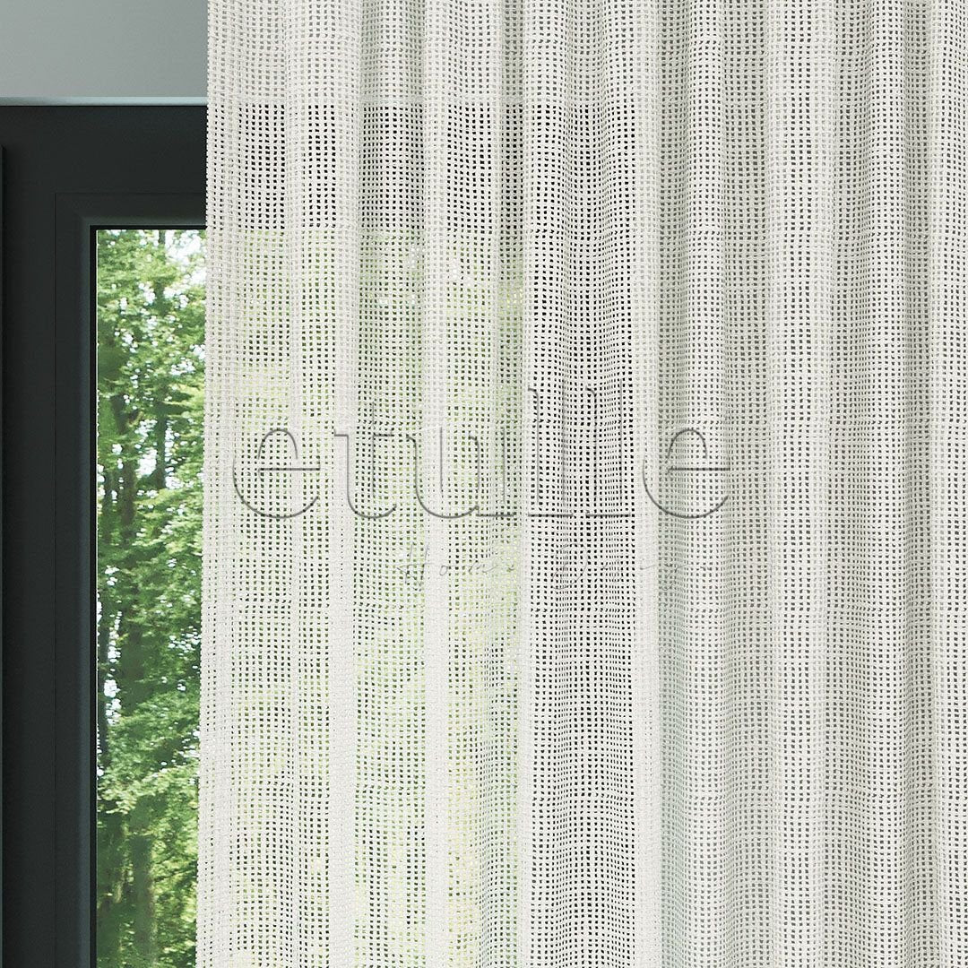 Ecru Modern Thick Woven Decorative Mesh Plain Tulle Curtain | Sway