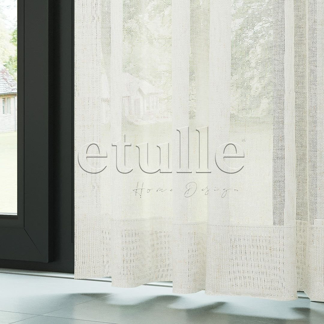 Ecru Natural Effect Linen Plain Tulle Curtain | Lyall