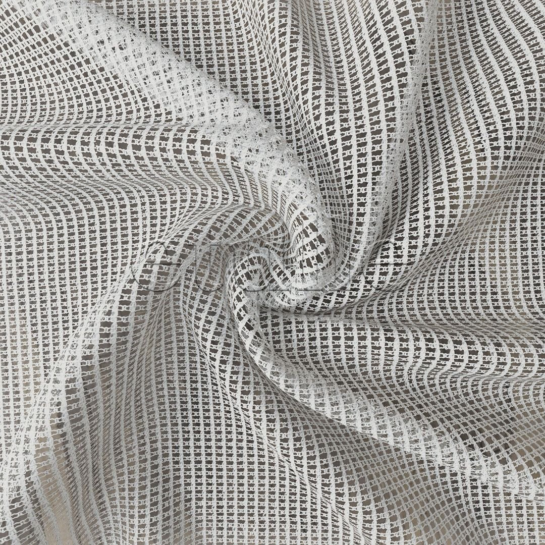 Ecru Knitted Mesh Square Ground Plain Tulle Curtain | Inessa