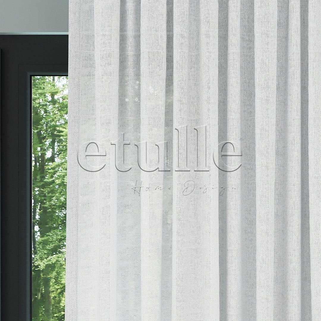 Ecru Bright Plain Textured Tulle Curtain | Jasper