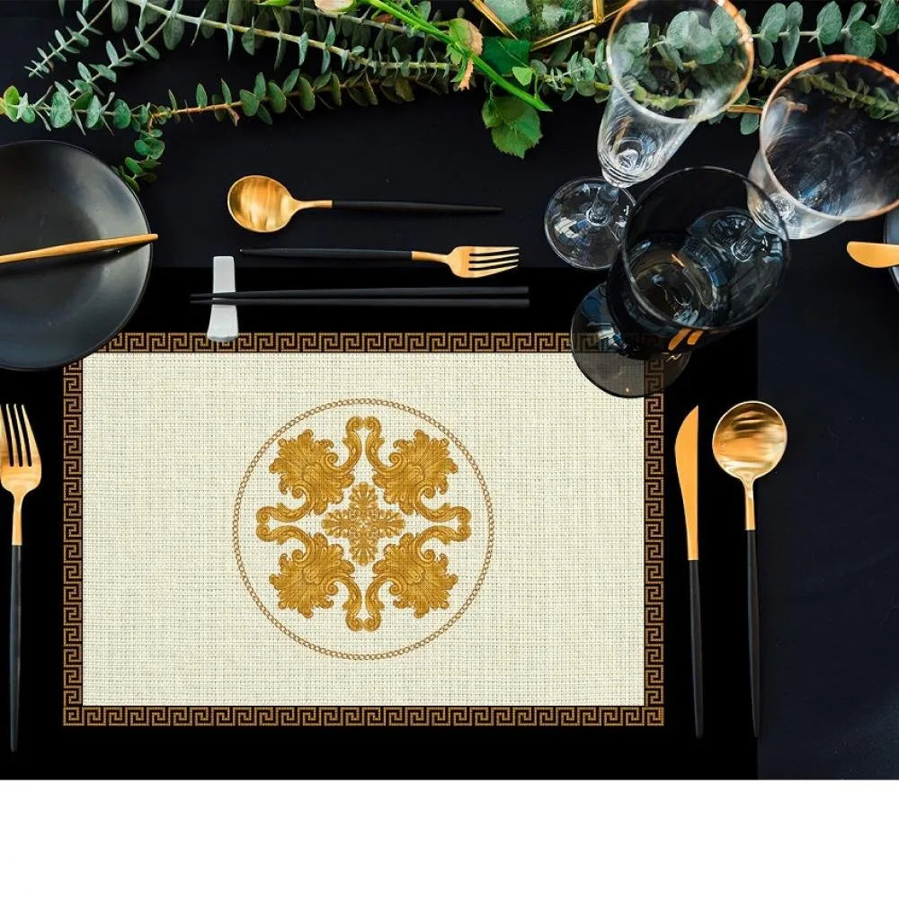 Figüratif Gold Kumaş Amerikan Servis 4'lü Set 35X50CM