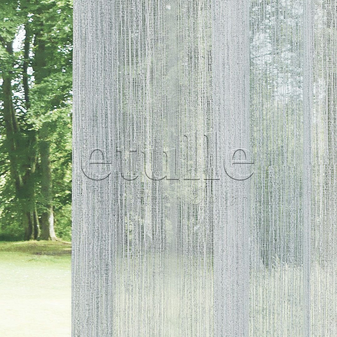 Grey Tree Bark Striped Textured Tulle Curtain | Alston