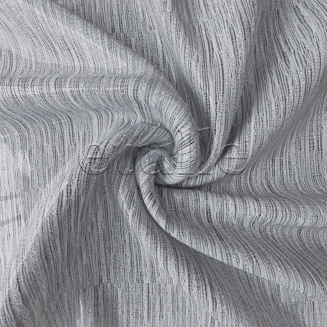 Grey Tree Bark Striped Textured Tulle Curtain | Alston