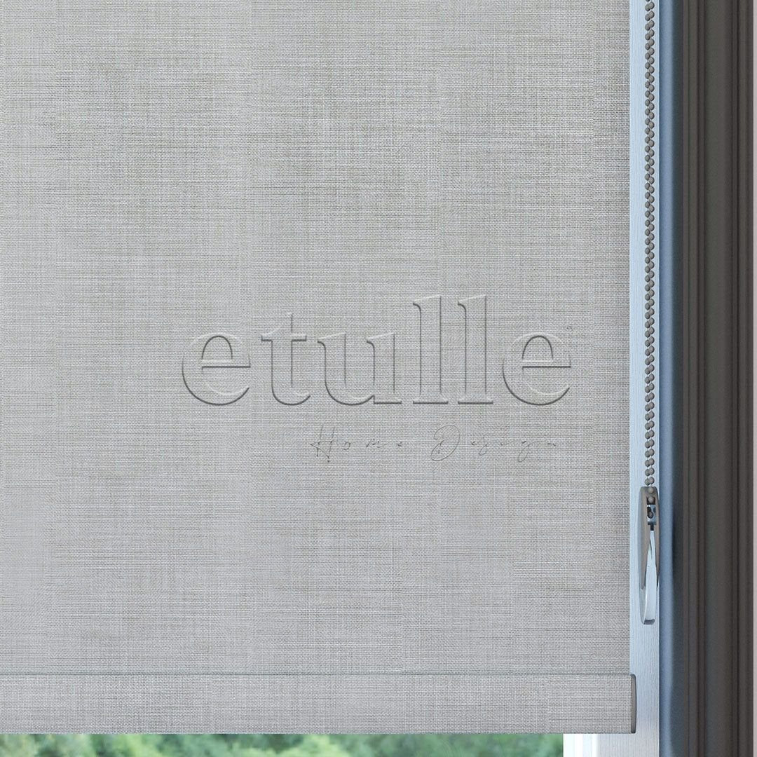 Gray Blackout Linen Roller Blinds | fiorella