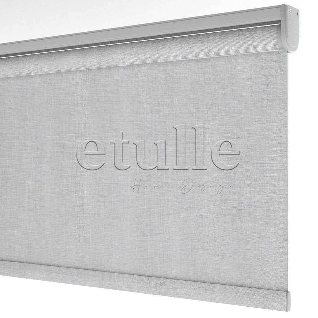 Gray Blackout Linen Roller Blinds | fiorella