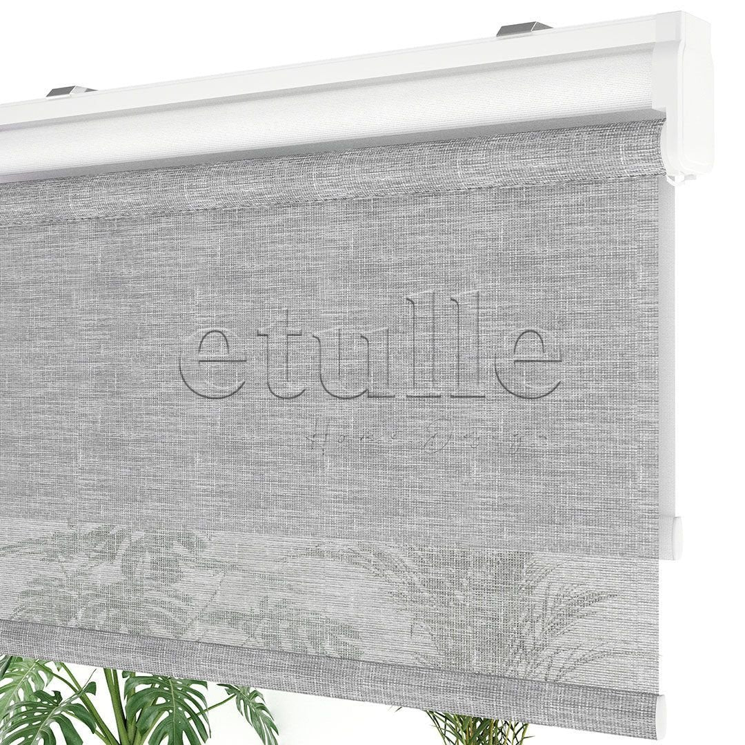 Gray Plain Double Roller Blind | Lucent