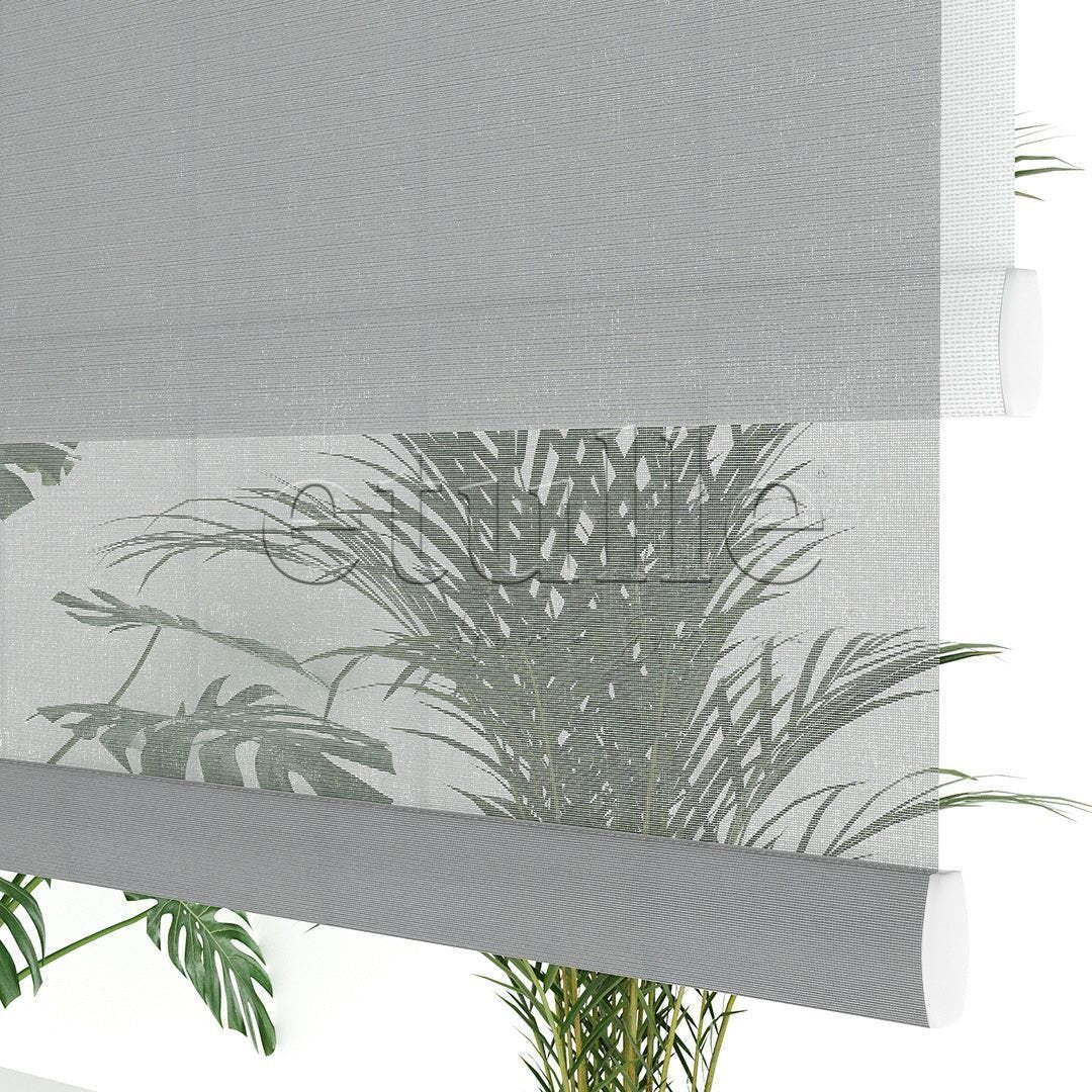 Grey Plain Double Roller Blind | Saphira