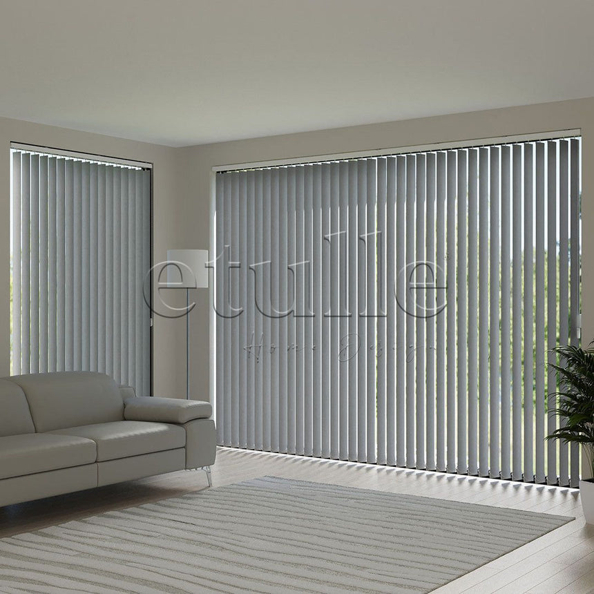 Gray Plain Fabric Vertical Blinds | Callaway