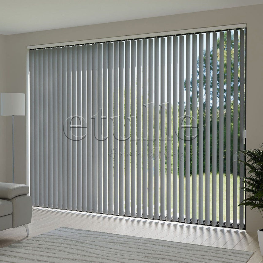 Gray Plain Fabric Vertical Blinds | Callaway