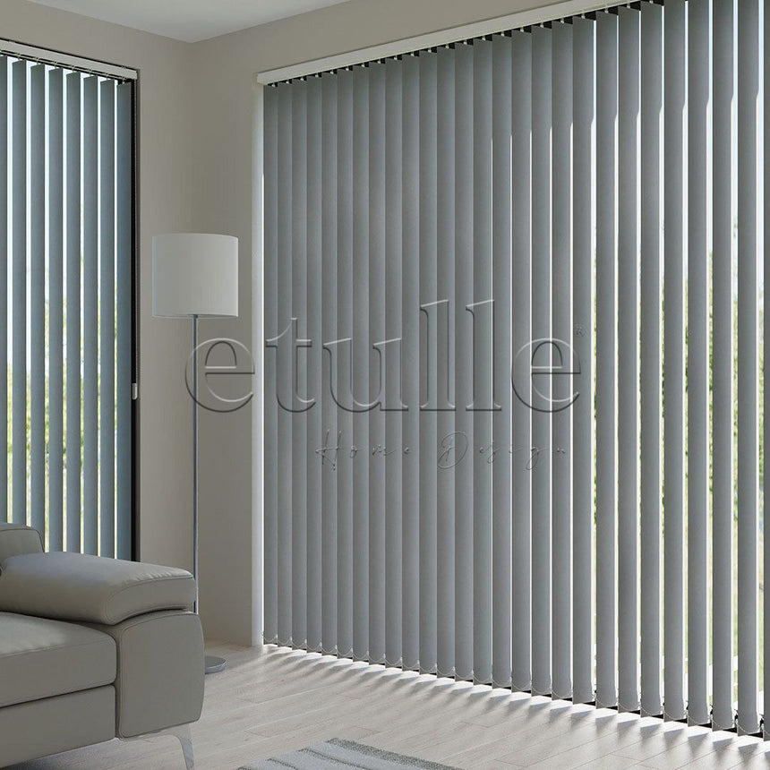 Gray Plain Fabric Vertical Blinds | Callaway