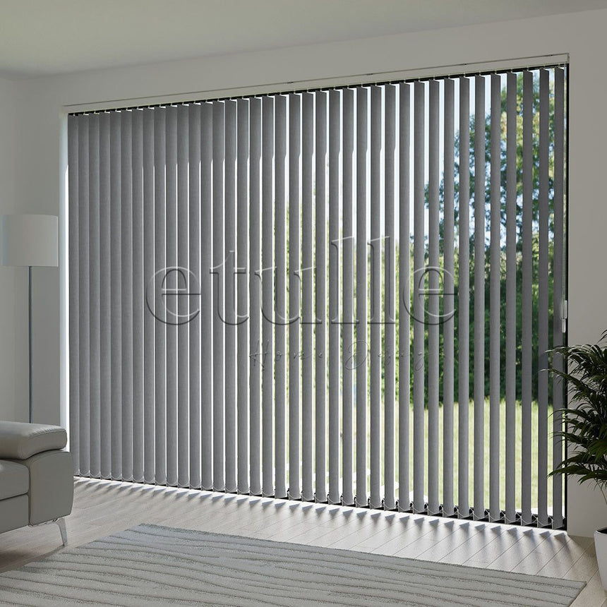 Gray Plain Fabric Vertical Blinds | Larissa