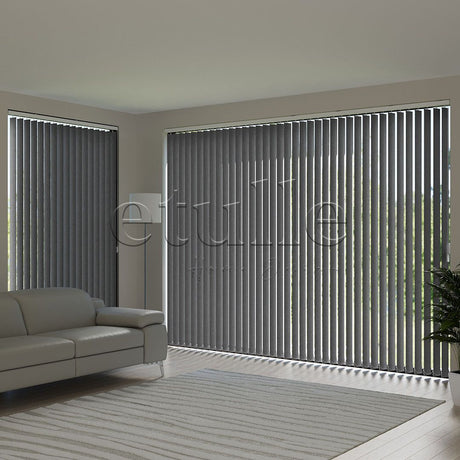 Gray Plain Fabric Vertical Blinds | Mia