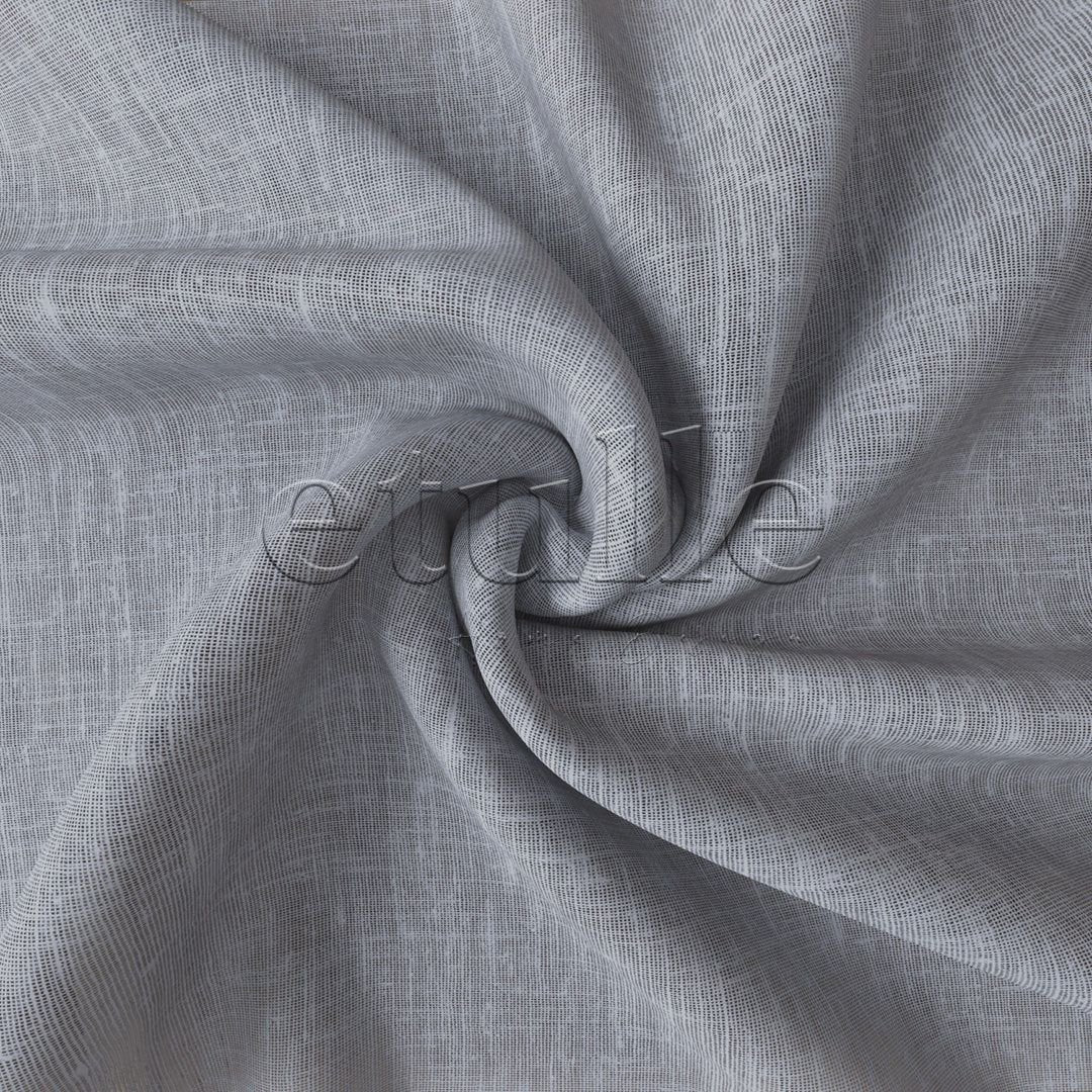 Gray Folded Linen Flat Voile Curtain | Mistra