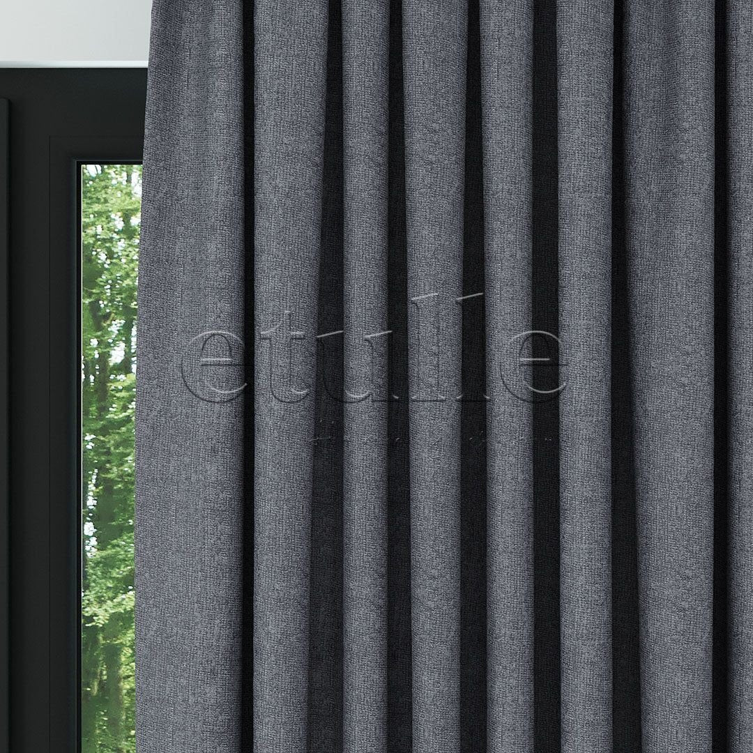 Grey Luxury Chenille Blackout Curtain | Twine