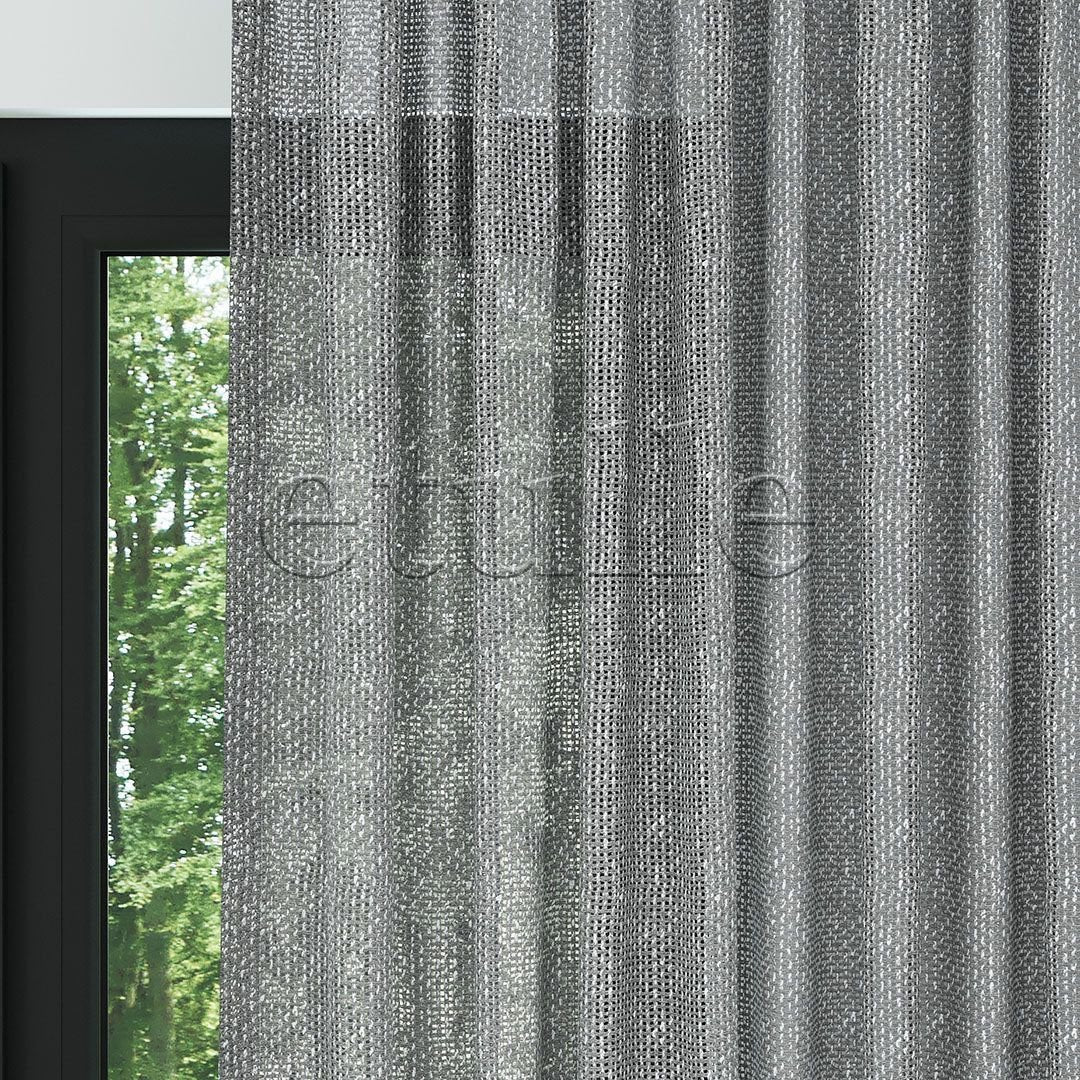 Grey Modern Thick Woven Decorative Mesh Plain Tulle Curtain | Sway