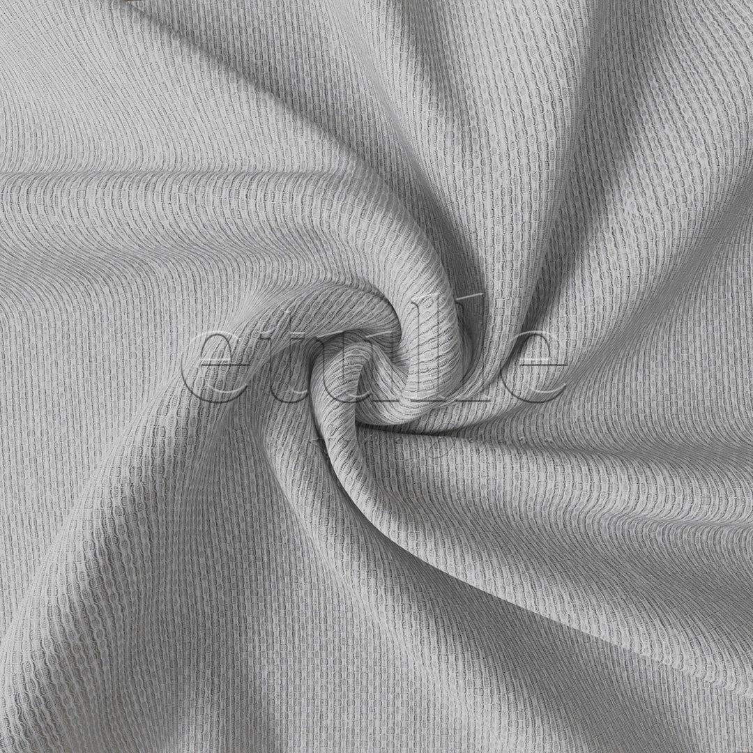 Grey Modern Honeycomb Textured Linen Effect Draped Plain Tulle Curtain | Soleil