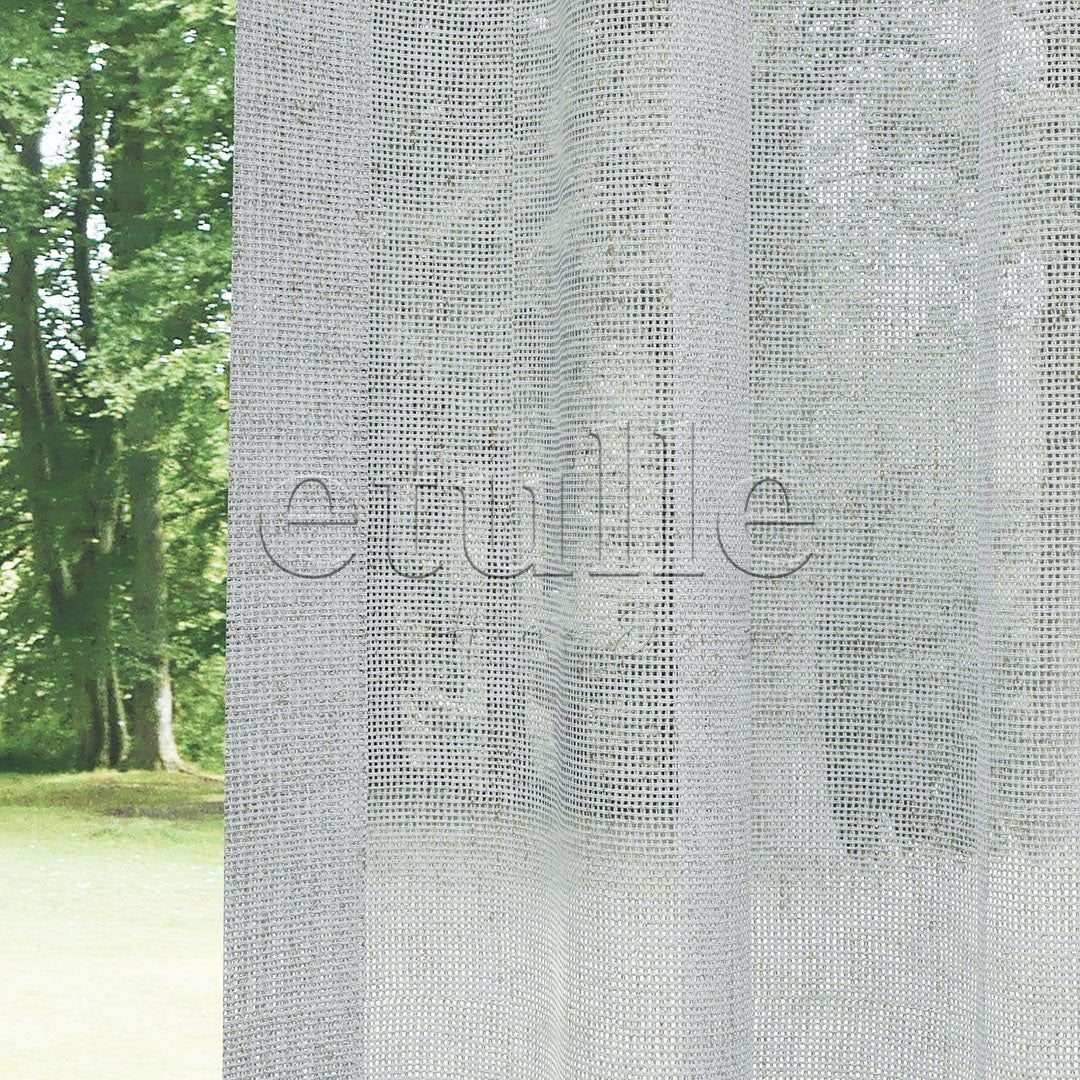 Grey Natural Effect Yarn Linen Plain Tulle Curtain | Lyall