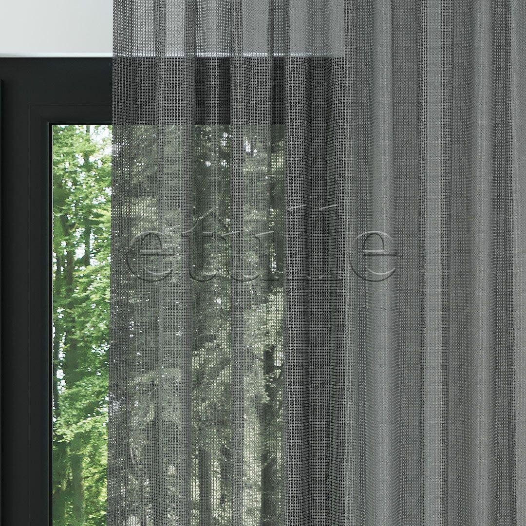 Gray Knitted Net Square Ground Plain Tulle Curtain | Inessa