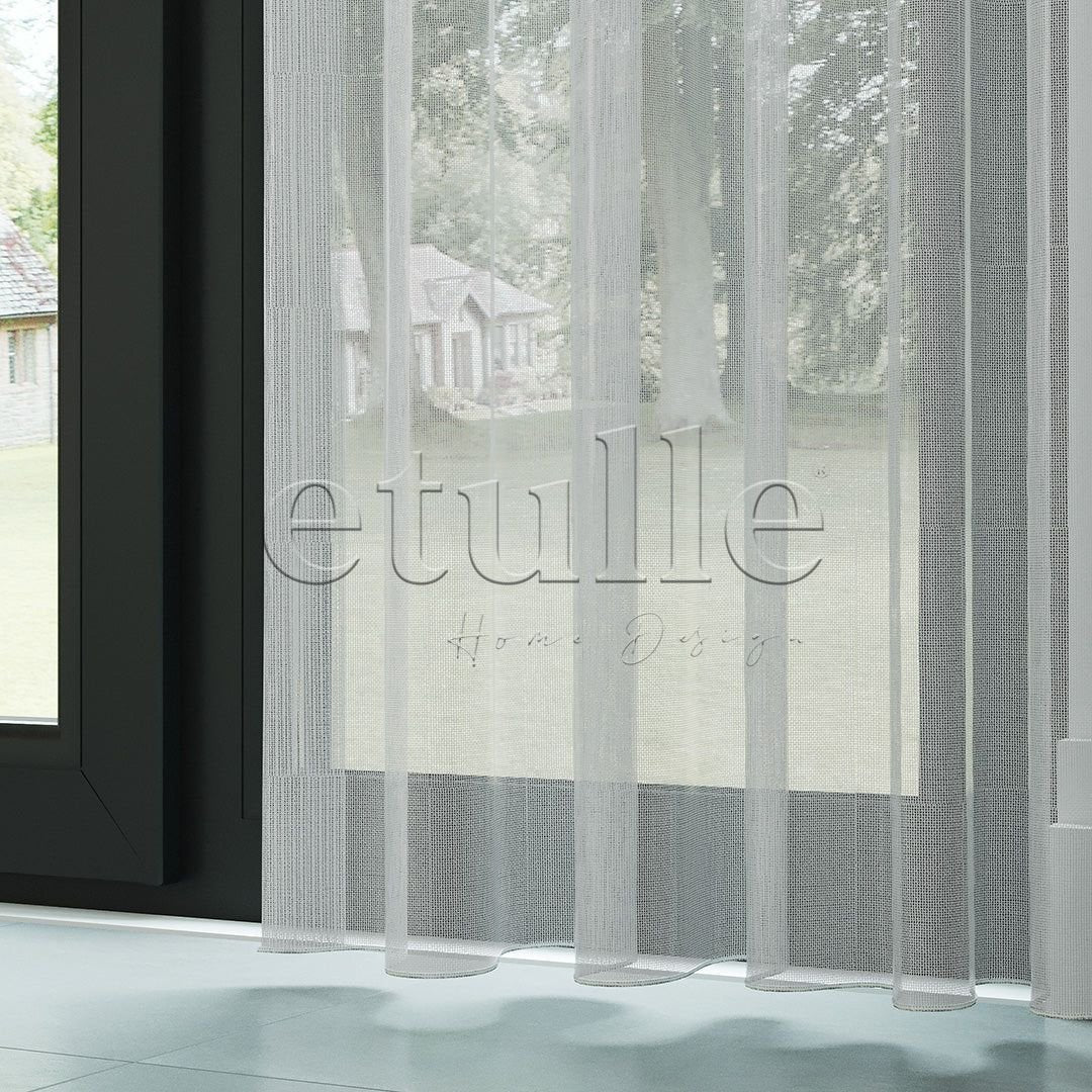 Grey Glossy Honeycomb Pattern Plain Tulle Curtain | Della