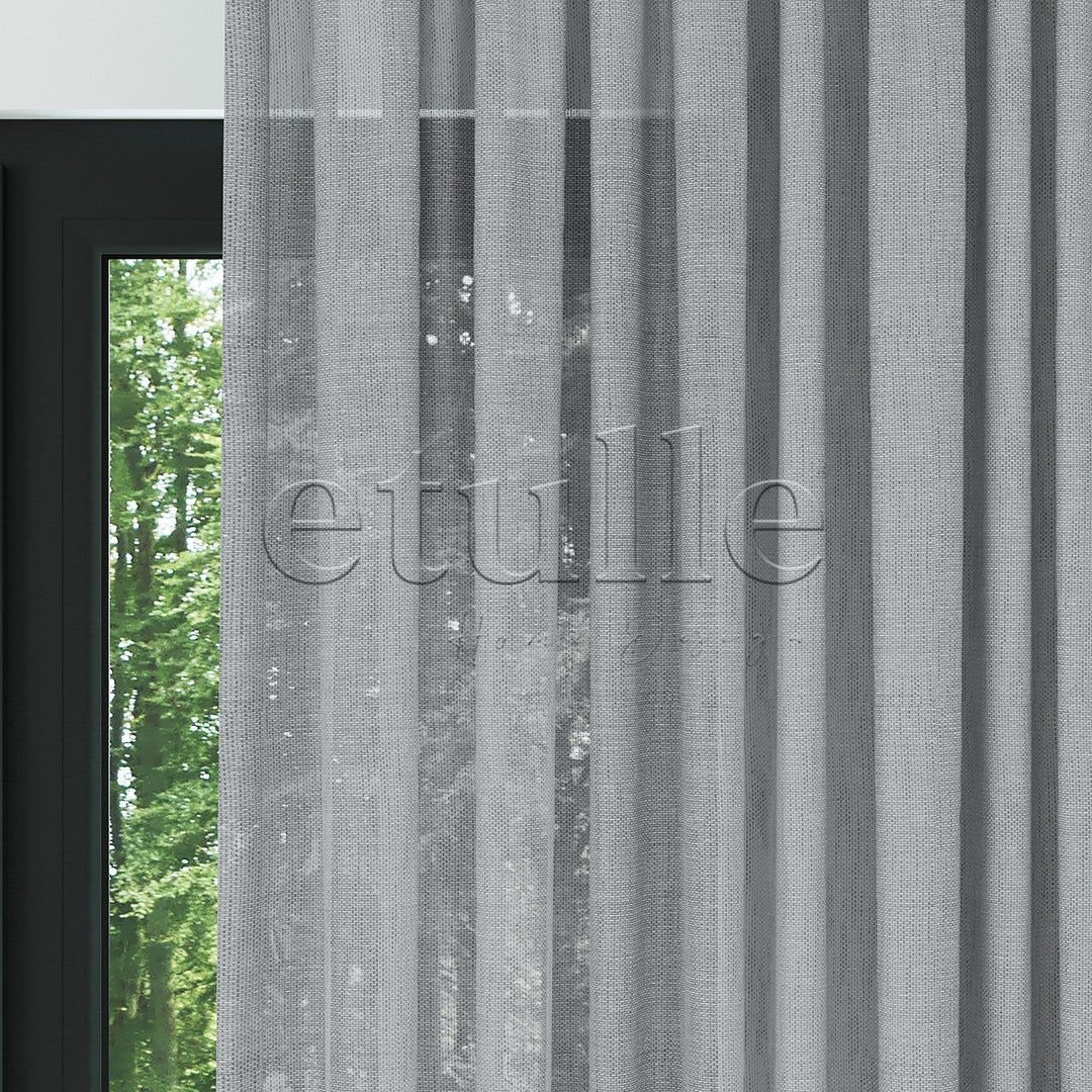 Gray Honeycomb Patterned Linen Plain Tulle Curtain | Leona