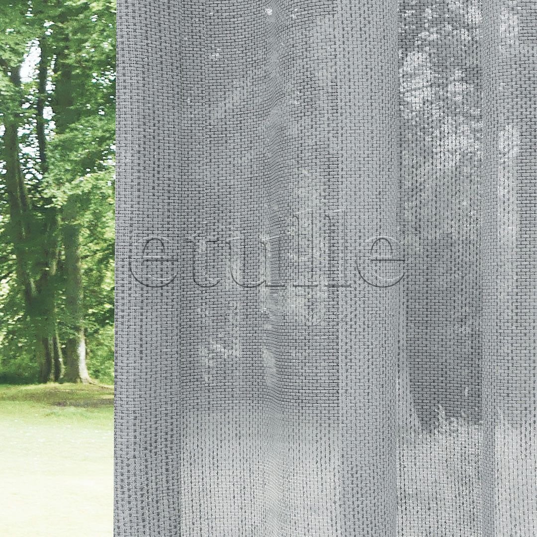 Gray Honeycomb Patterned Linen Plain Tulle Curtain | Leona