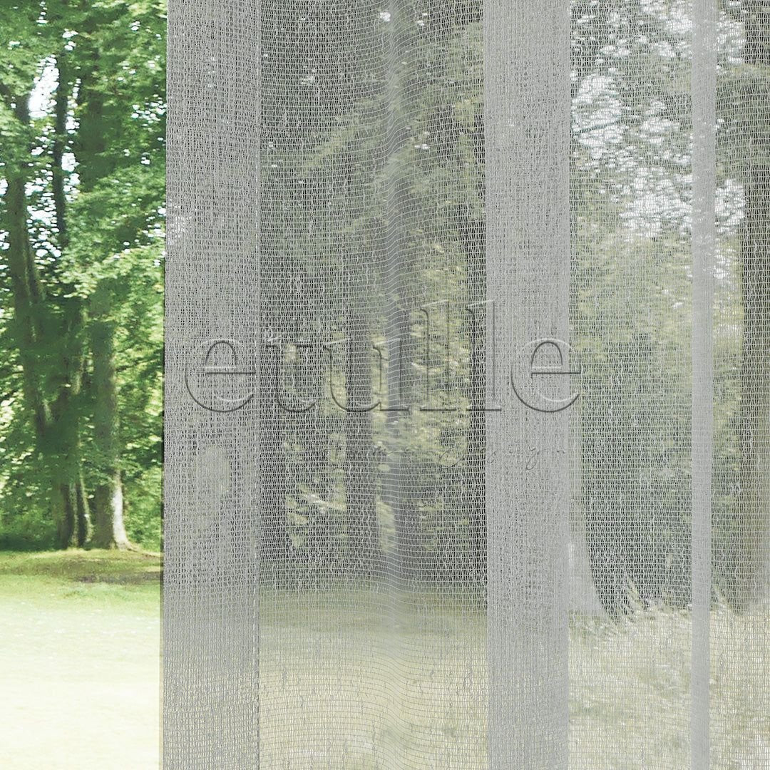 Gray Raw Silk Effect Plain Tulle Curtain | Jazz