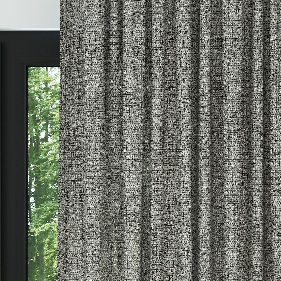 Gray Chenille Effect Plain Tulle Curtain | Ezri
