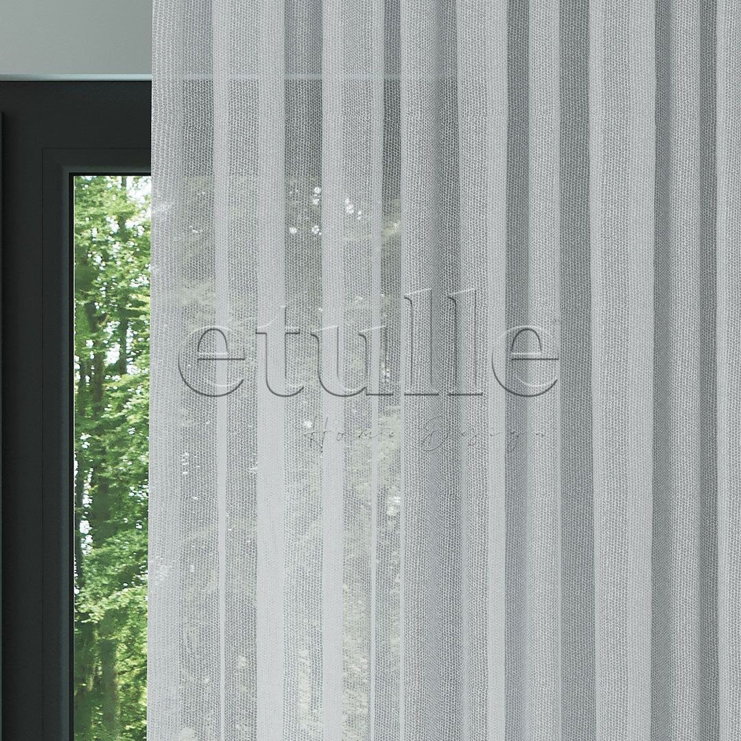 Gray Textured Plain Tulle Curtain | Matrix
