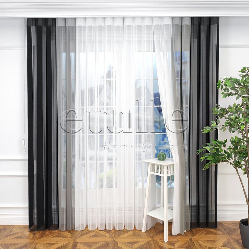 Istanbul - Striped Vertical Tulle Curtain