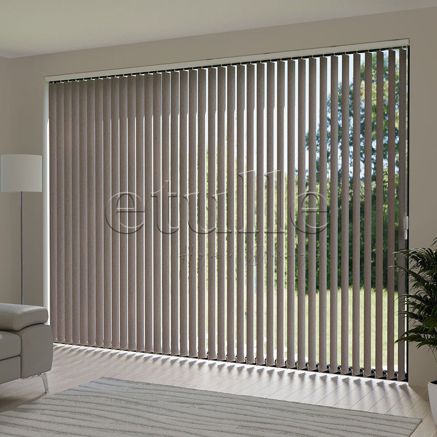 Brown Blackout Fabric Vertical Blinds | Seraphina