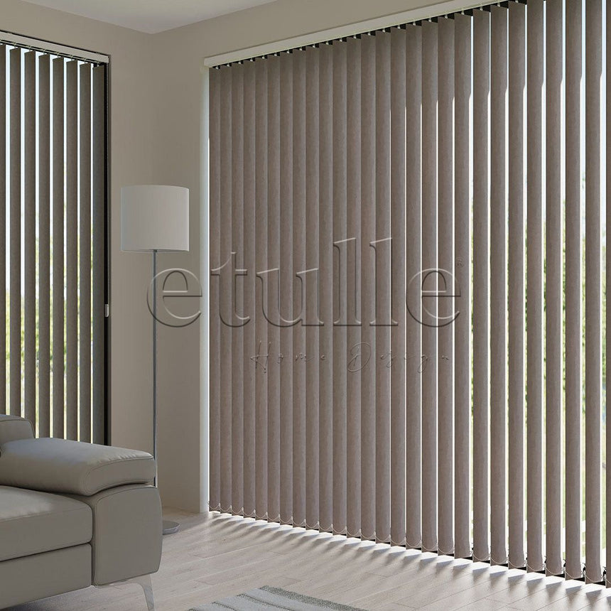 Brown Blackout Fabric Vertical Blinds | Seraphina