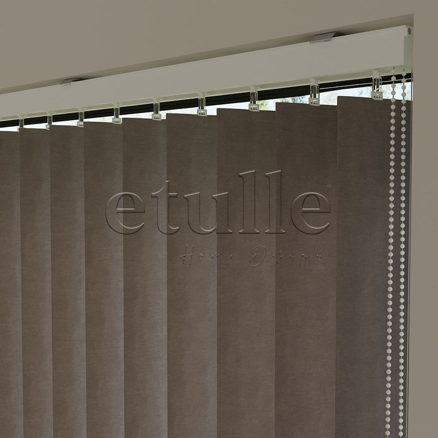 Brown Blackout Fabric Vertical Blinds | Seraphina