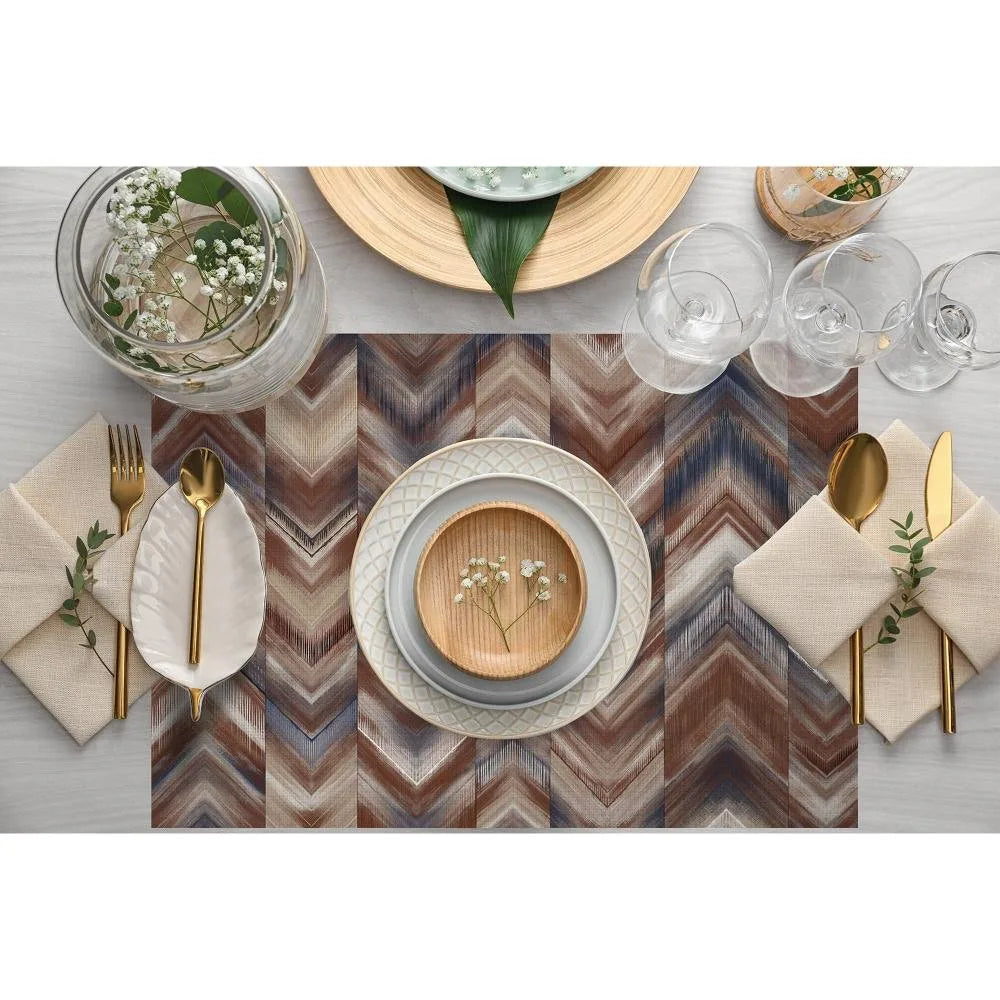 Kahverengi Geometrik Kumaş Amerikan Servis 4'lü Set 35X50CM