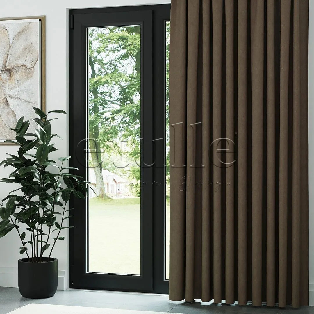 Kahverengi Naturel Keten Fon Perde | Casual