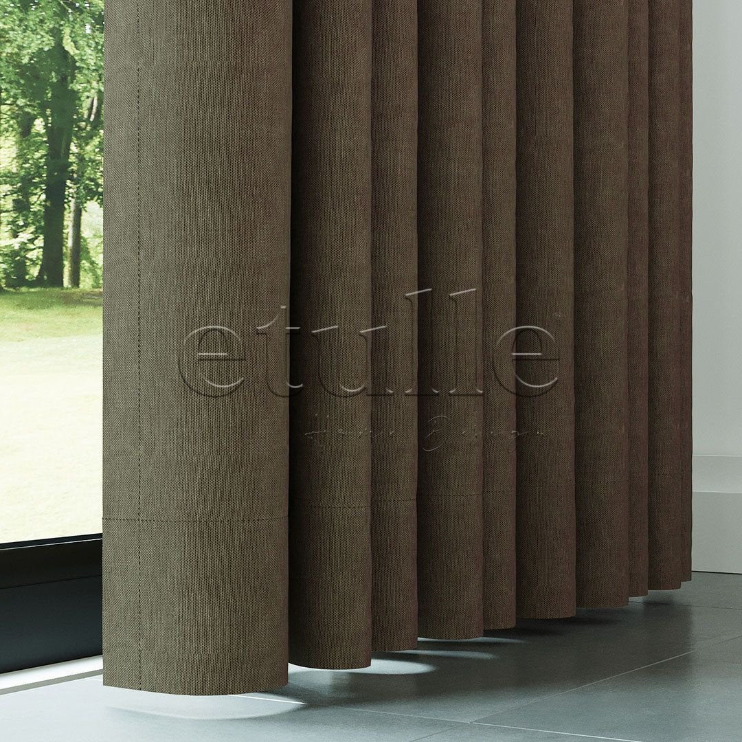 Brown Natural Linen Drape Curtain | Casual