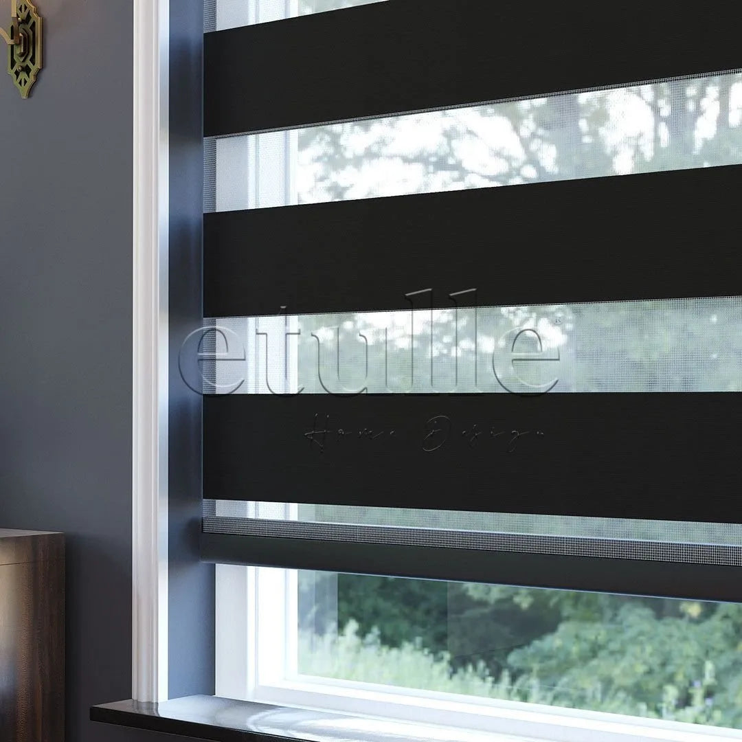 Siyah Blackout Zebra Perde | Kanbina