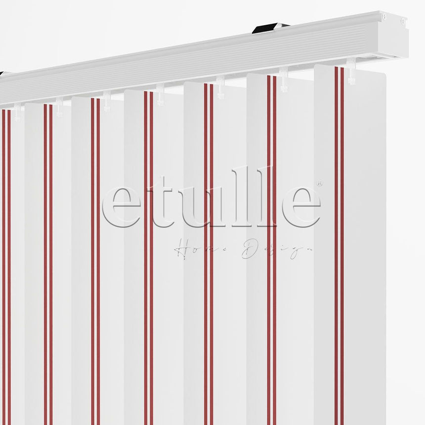 Red Striped PVC Vertical Blinds