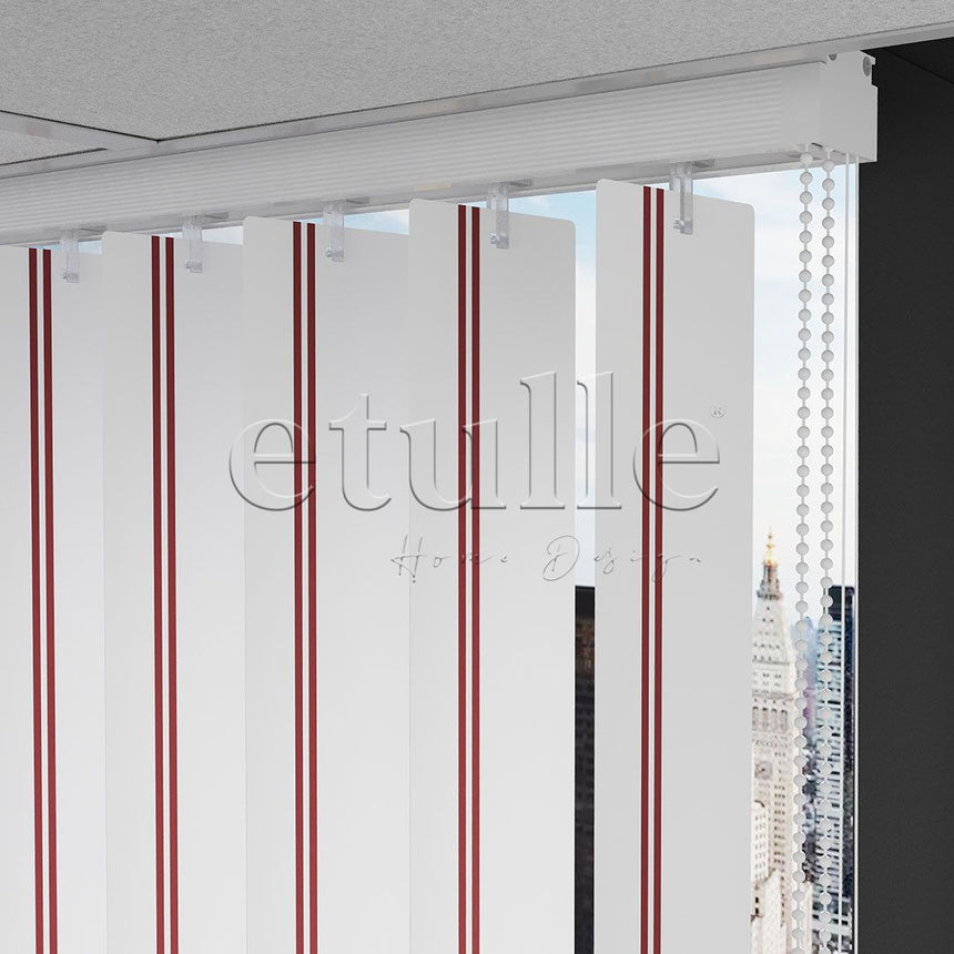 Red Striped PVC Vertical Blinds