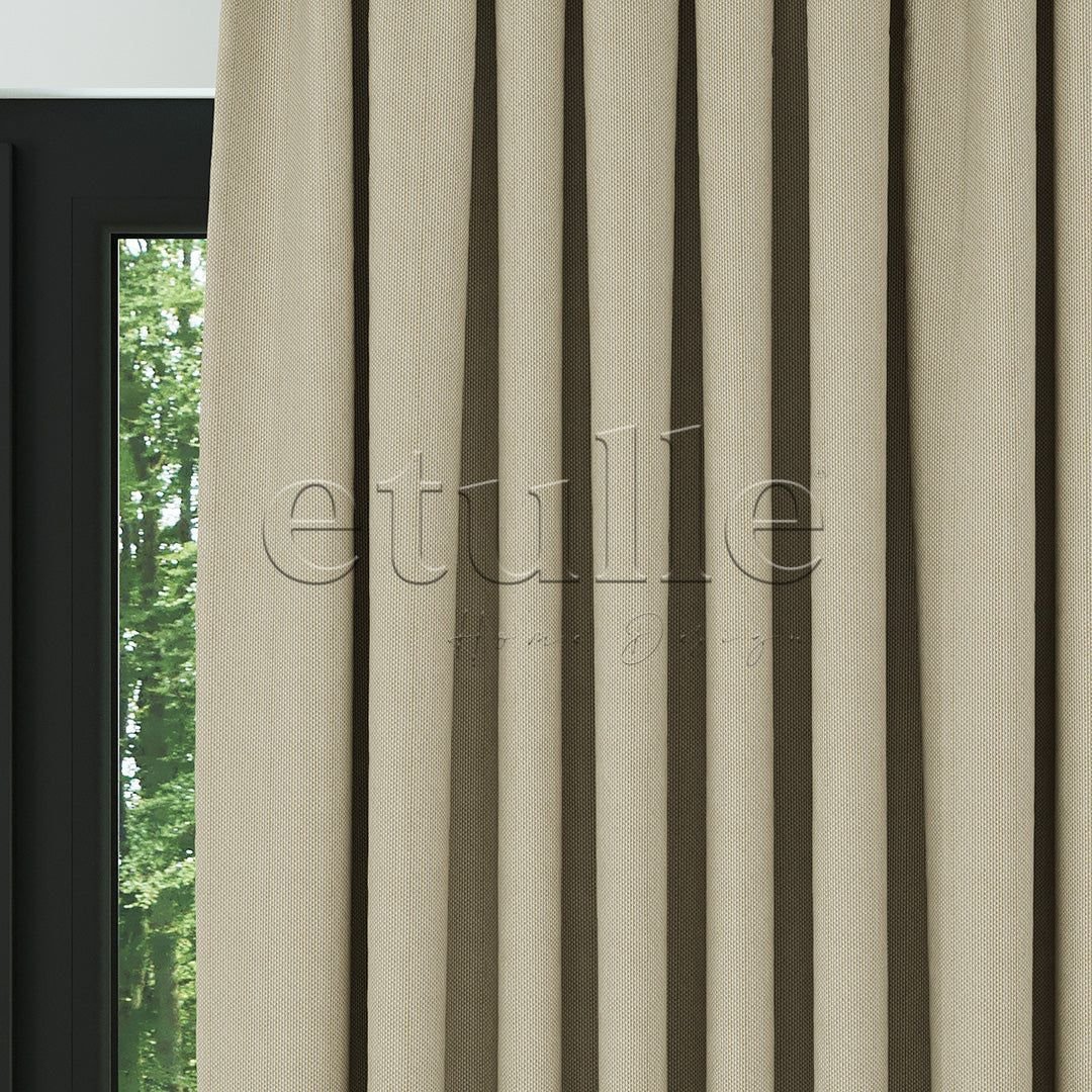Dark Cream Wicker Linen Blackout Drape | Bonita