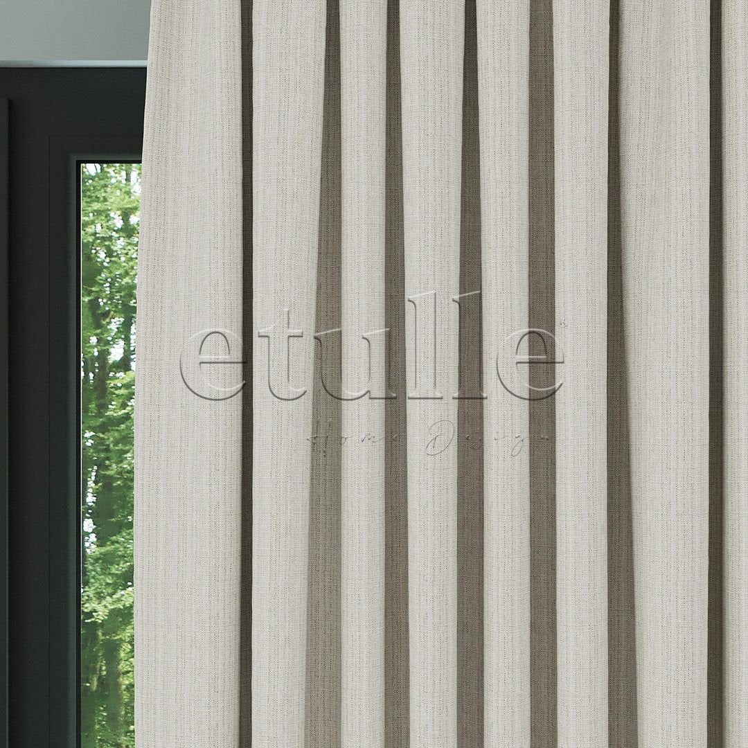 Dark Cream Linen Pattern Effect Draped Drape | Ezri