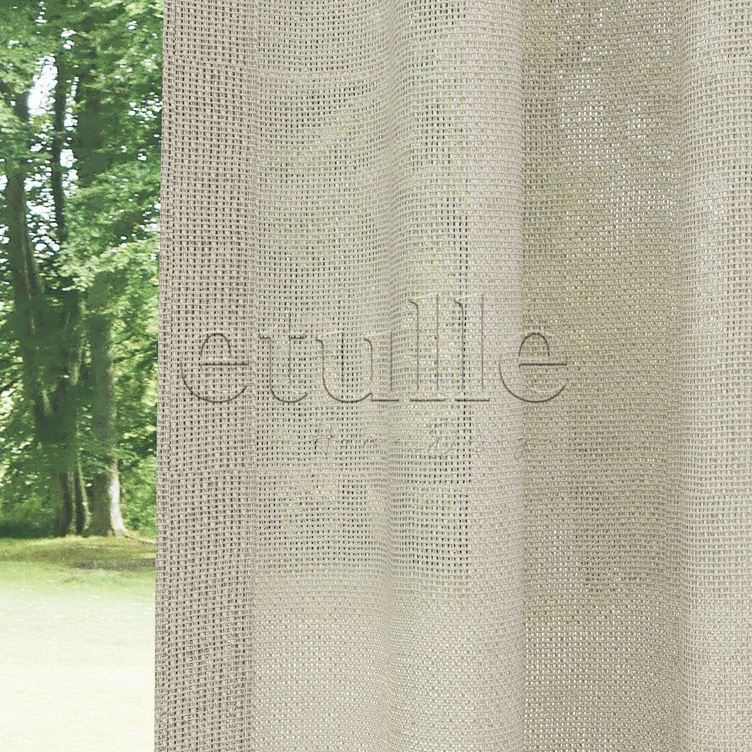 Dark Cream Shiny Plain Textured Tulle Curtain | Jasper