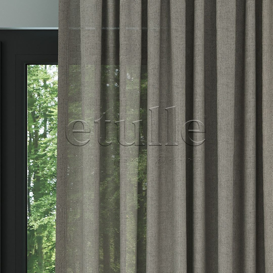 Dark Stone Shiny Plain Textured Tulle Curtain | Jasper