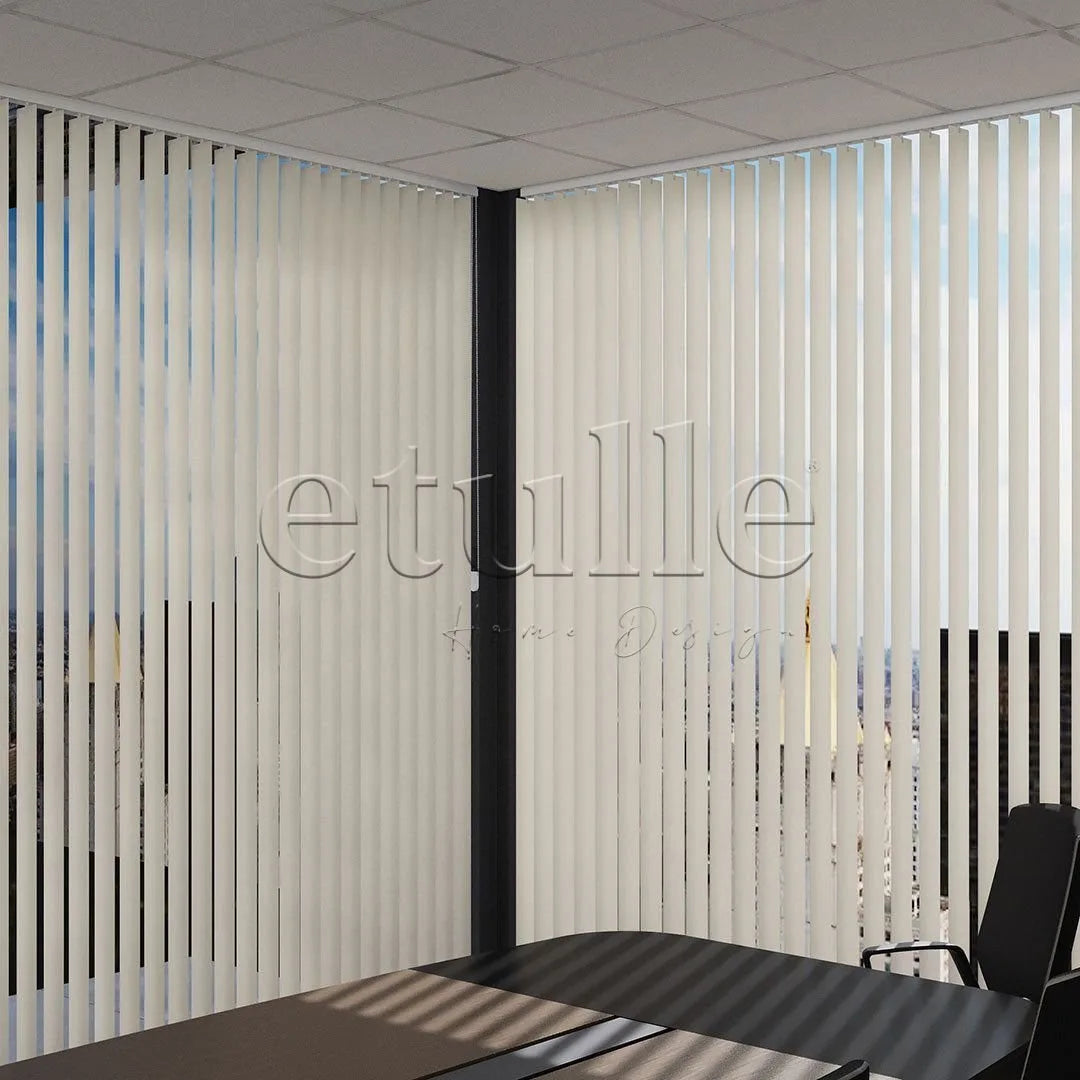 Krem Düz PVC Dikey Perde