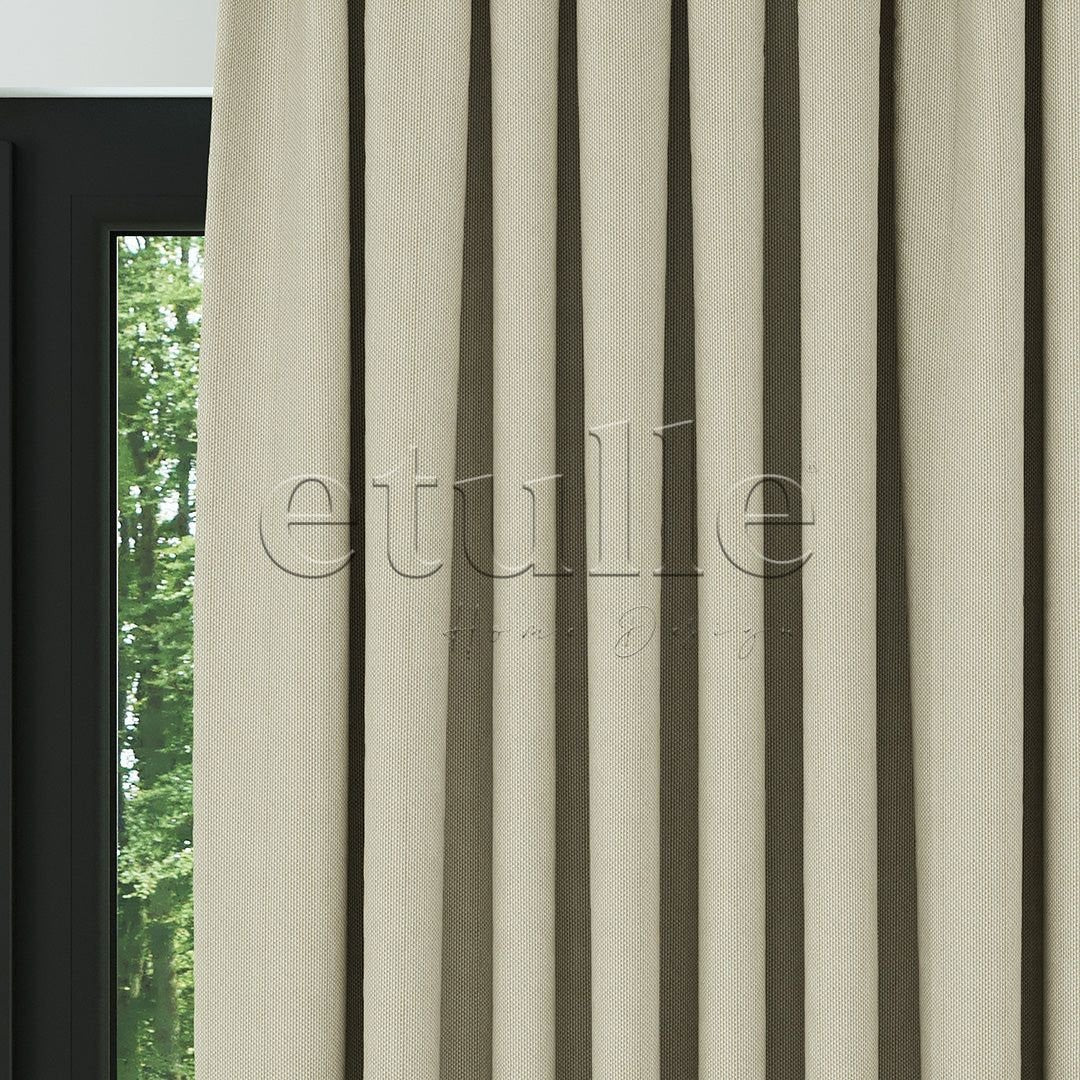 Cream Woven Linen Blackout Drape | Bonita