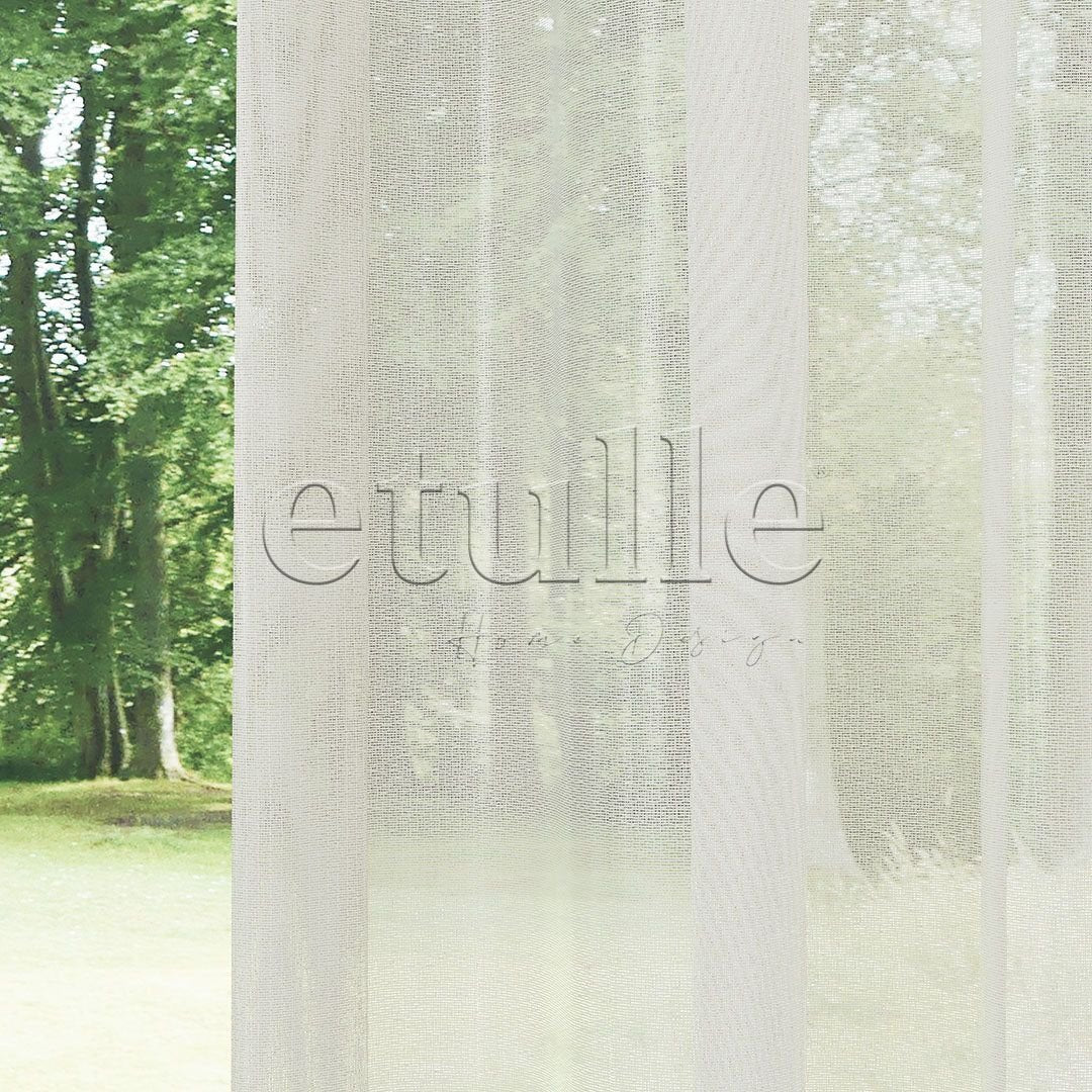 Cream Silk Textured Voile Plain Tulle Curtain | Naro